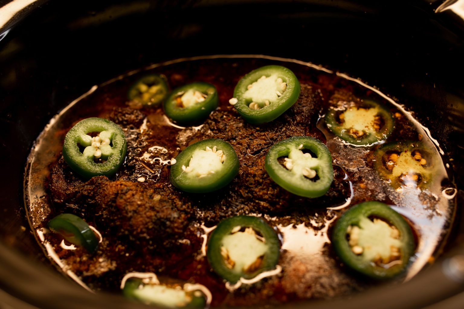 Jalapeños on chuck roast