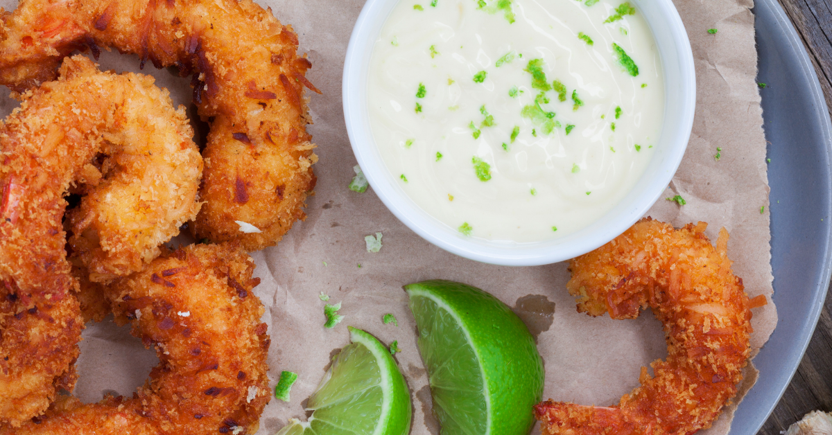 Coconut shrimp and lime