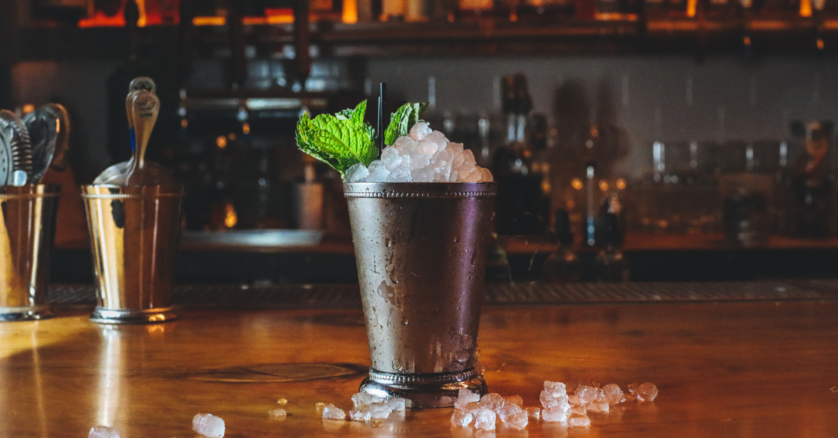 Mint julep with mint leaves