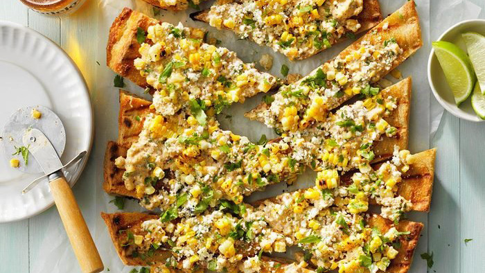 grilled elote flatbread