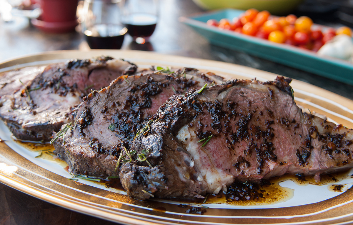 Smoked Prime Rib with Brown Butter Garlic Sauce